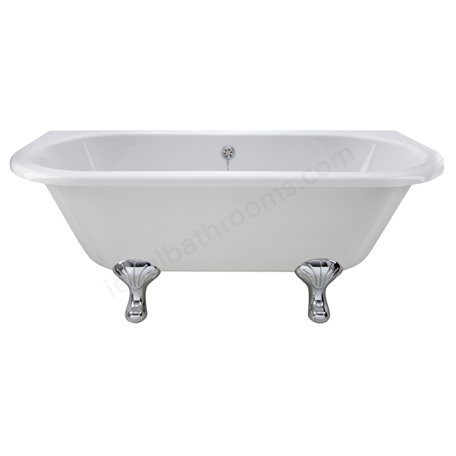 Bayswater Courtnell 1690x750mm Double Ended Back To Wall Freestanding Bath; 0 Tap Holes - White