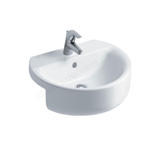 Ideal Standard Concept Sphere 550mm Semi Recessed Basin; 1 Tap Hole - White
