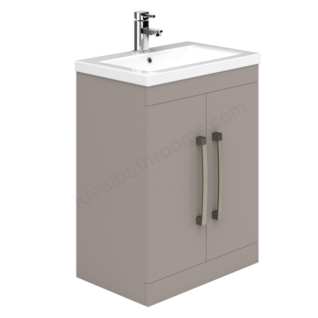 Essential NEVADA Floor Standing Washbasin Unit + Basin; 2 Doors; 500mm Wide; Cashmere