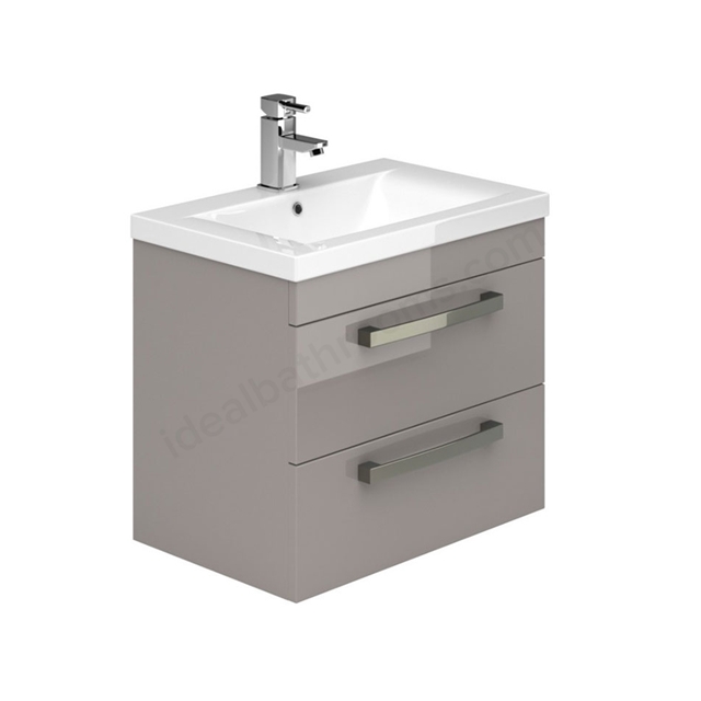 Essential NEVADA Wall Hung Washbasin Unit + Basin; 2 Drawers; 500mm Wide; Cashmere