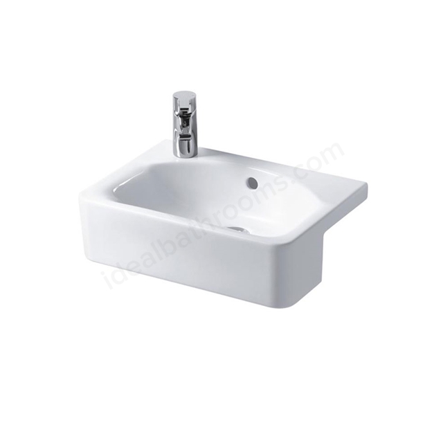 Ideal Standard Concept Space Cube 500mm Semi Recessed Basin; 1 Tap Hole - White