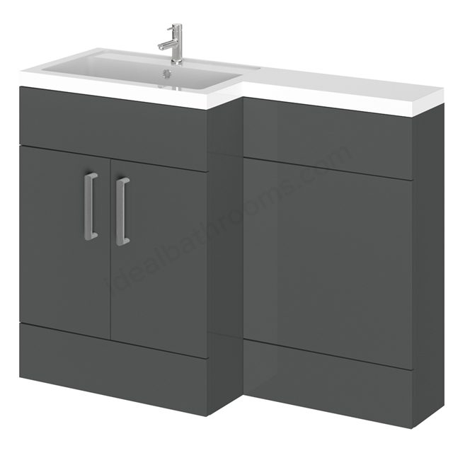 Essential NEVADA L Floor Standing Washbasin Unit + Basin; Grey Left Hand