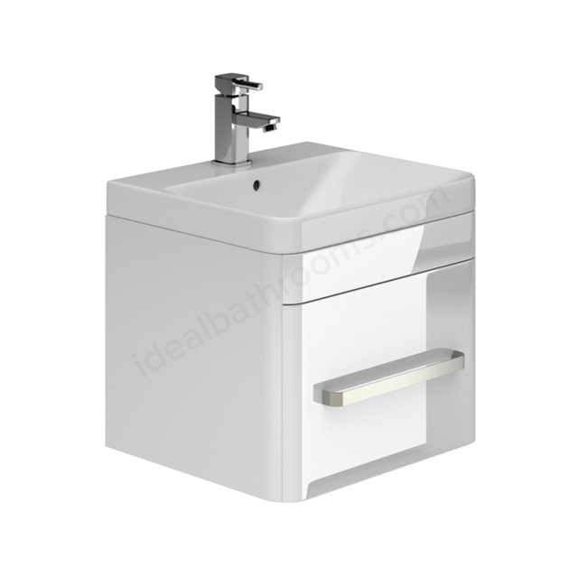 Essential VERMONT 500mm Wall Hung 1 Drawer Unit + Basin - White