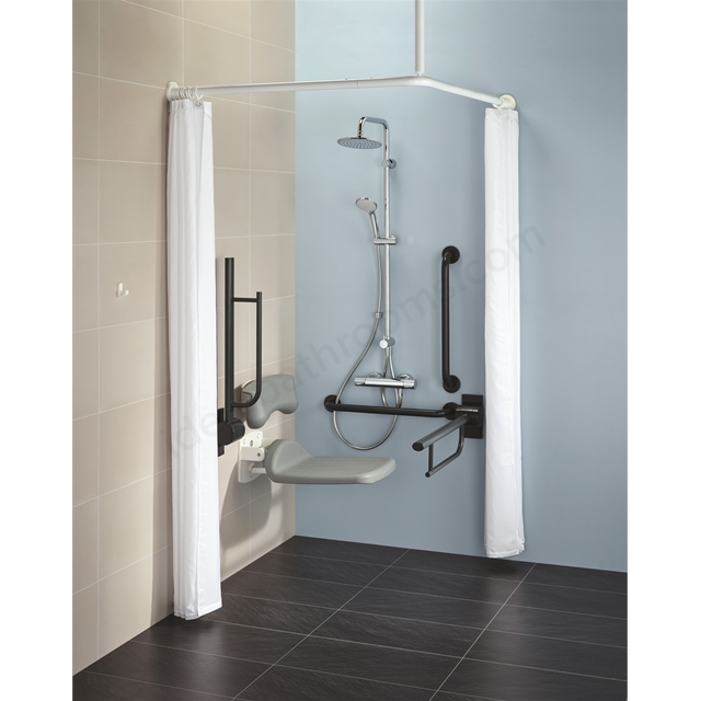 Armitage Shanks Contour 21 DOC M Unisex Shower pack with TMV3 exposed shower valve and dual shower kit - charcoal rails 