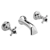 Bayswater Crosshead; Wall Mounted; 3 Tap Hole Hex Basin Tap - Chrome & Black