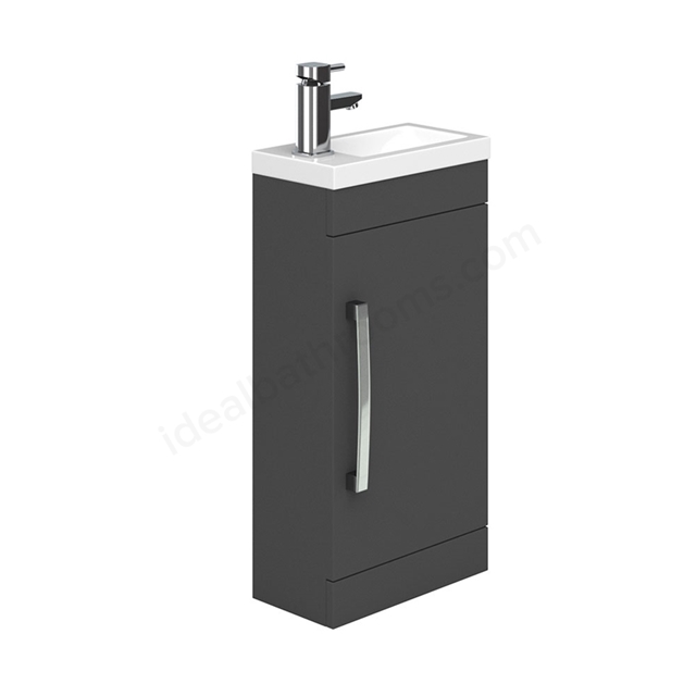 Essential NEVADA Floor Standing Washbasin Unit + Basin; 1 Door; 400mm Wide; Grey