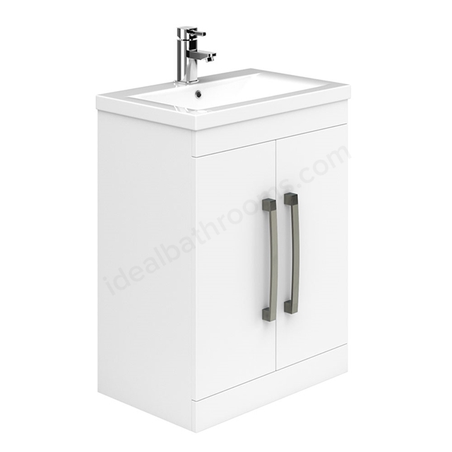 Essential NEVADA Floor Standing Washbasin Unit + Basin; 2 Doors; 600mm Wide; White