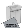 Ideal Standard Connect Air Floor Standing Semi Countertop Unit Only; 2 Doors; 600mm Wide; Gloss Grey / Matt White