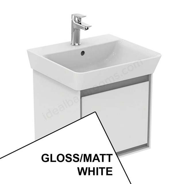 Ideal Standard Connect Air Cube Wall Hung Vanity Unit Only; 1 Drawer; 500mm Wide; Gloss White / Matt White