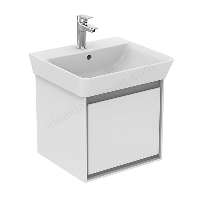 Ideal Standard Connect Air Cube Wall Hung Vanity Unit Only; 1 Drawer; 500mm Wide; Gloss White / Matt Grey