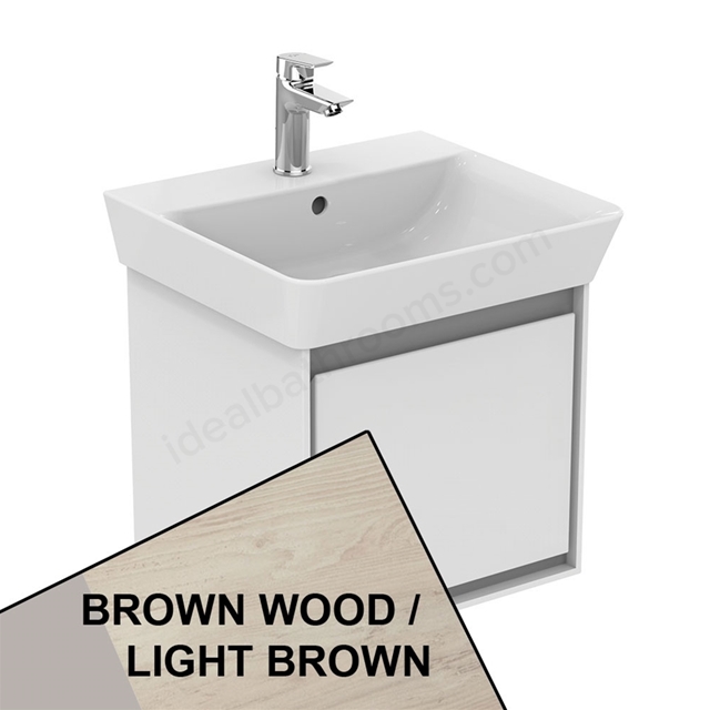 Ideal Standard Connect Air Cube Wall Hung Vanity Unit Only; 1 Drawer; 500mm Wide; Light Brown Wood / Matt Light Brown