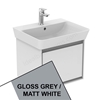 Ideal Standard Connect Air Cube Wall Hung Vanity Unit Only; 1 Drawer; 550mm Wide; Gloss Grey / Matt White