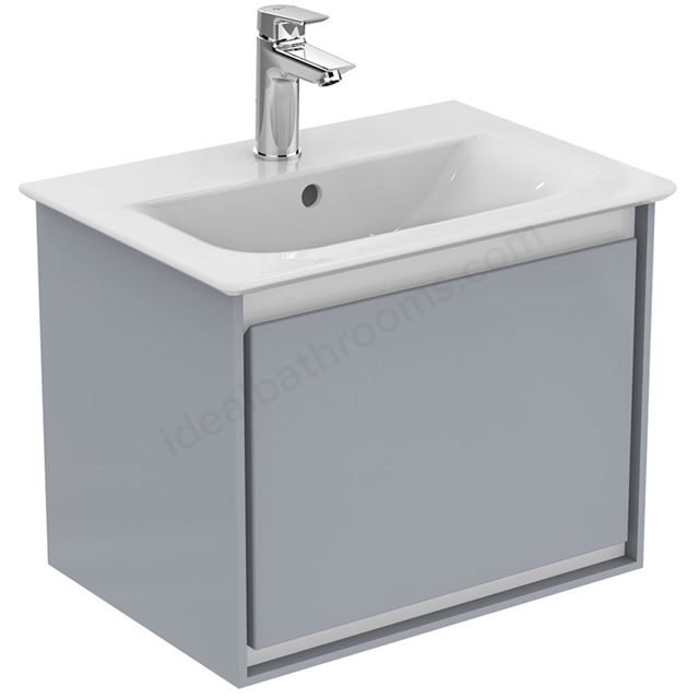Ideal Standard Connect Air 500mm Wall Hung Vanity Unit Only; 1 Drawer - Gloss Grey/Matt White