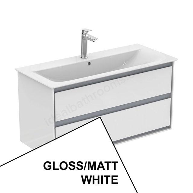Ideal Standard Connect Air 1000mm Wall Hung Vanity Unit Only; 2 Drawers - Gloss White/Matt White