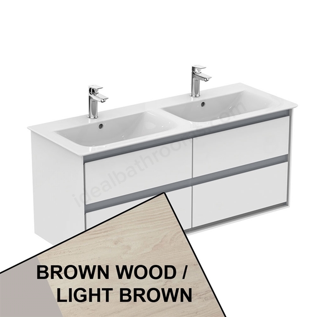 Ideal Standard Connect Air 1200mm Wall Hung Vanity Unit Only; 4 Drawers - Light Brown Wood / Matt Light Brown