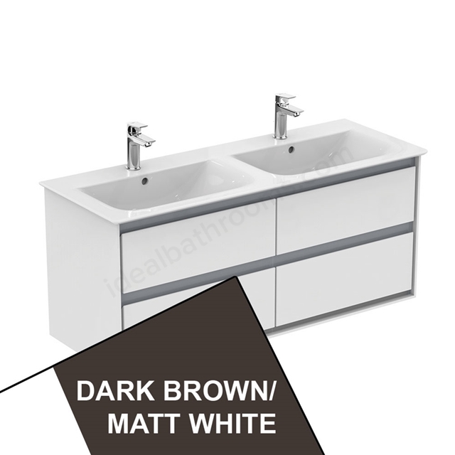 Ideal Standard Connect Air 1200mm Wall Hung Vanity Unit Only; 4 Drawers - Matt Dark Brown / Matt White