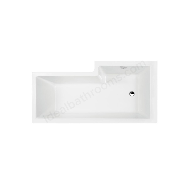 Essential Kensington 1500x850mm L Shape Shower Bath Pack w/ Bath Front Panel & Matt Black Bath Screen; Left Handed; 0 Tap Holes 