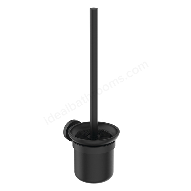 Ideal Standard IOM Wall Mounted Toilet Brush Set - Black Frosted Glass