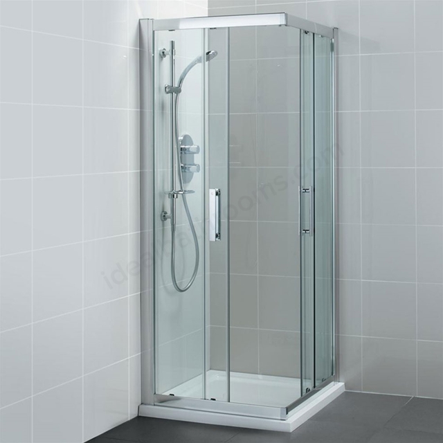 Ideal Standard SYNERGY Corner Entry Enclosure Panels; IdealClean 8MM Glass; 1000x1000mm; Bright Silver Frame