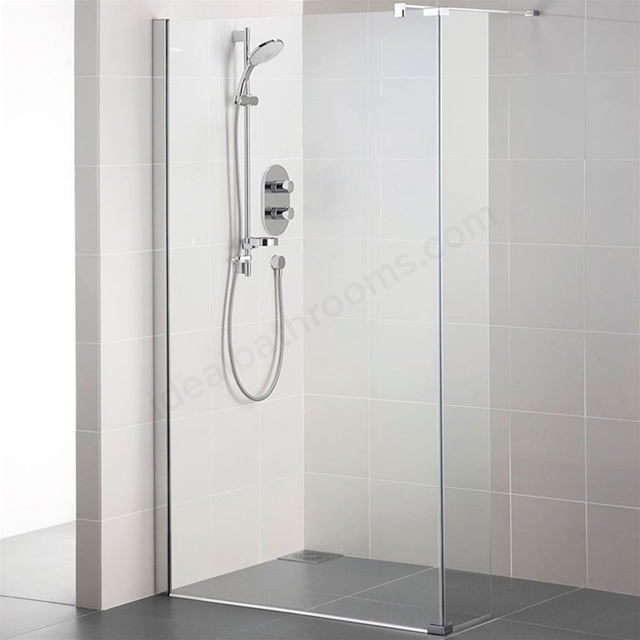 Ideal Standard SYNERGY Wetroom Panel; IdealClean 8MM Glass; 760mm; Bright Silver Frame