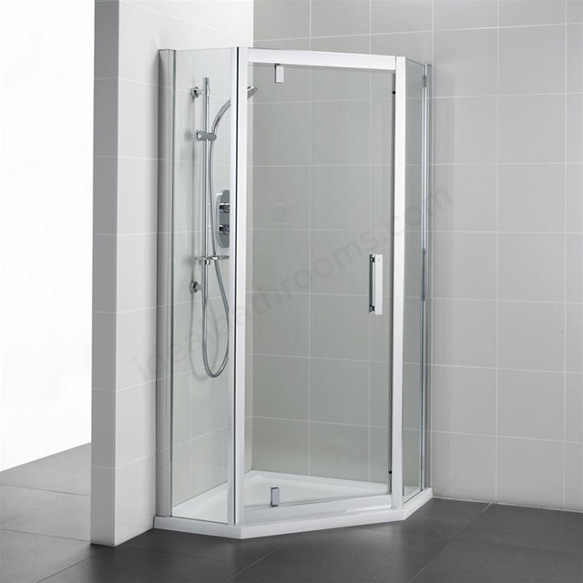 Ideal Standard SYNERGY Pivot Pentagon Enclosure Panels; IdealClean 8MM Glass; 800x800mm; Bright Silver Frame
