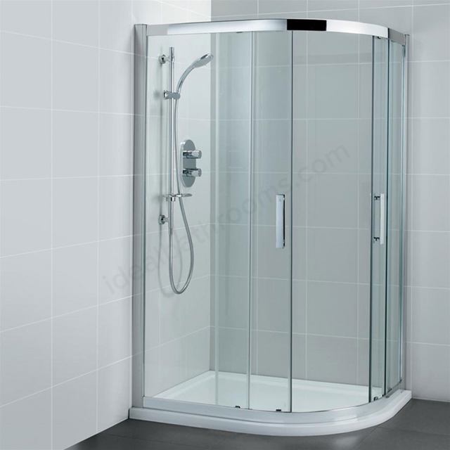 Ideal Standard SYNERGY Offset Quadrant Enclosure Panels; IdealClean 8MM Glass; 900x800mm; Bright Silver Frame