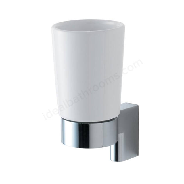Ideal Standard CONCEPT Ceramic Tumbler & Holder; Chrome/White