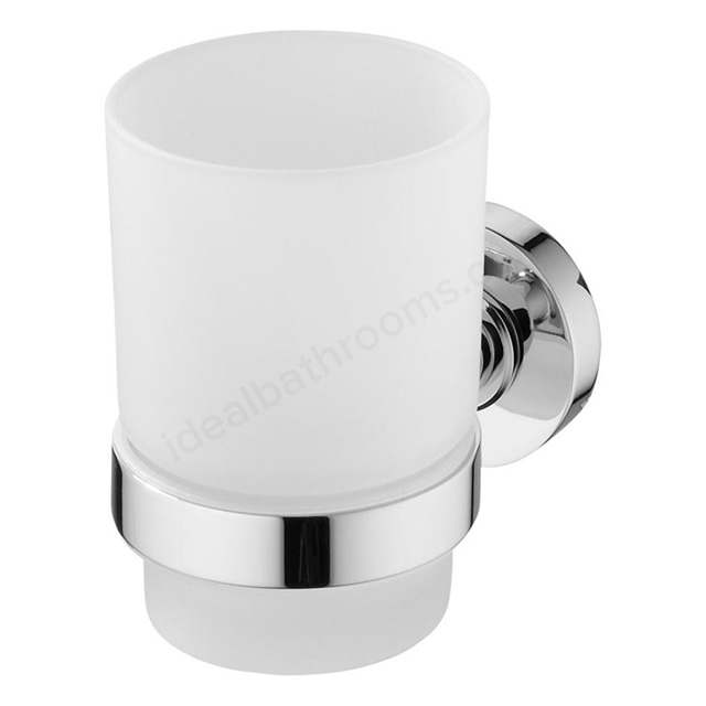 Ideal Standard IOM Tumbler And Holder; Frosted Glass; Chrome