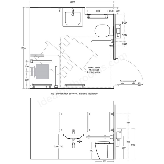 Ideal Standard CONCEPT FREEDOM Ensuite DocM Pack; 600mm Basin + 550mm Projection Back to Wall Toilet Pan