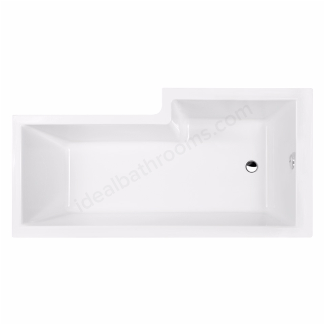 Essential Kensington 1500x850mm L Shape Shower Baths; Left Handed; 0 Tap Holes - White