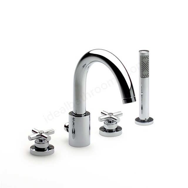 Roca Loft 4 Tap Hole Bath Shower Mixer Tap with Shower Handset - Chrome