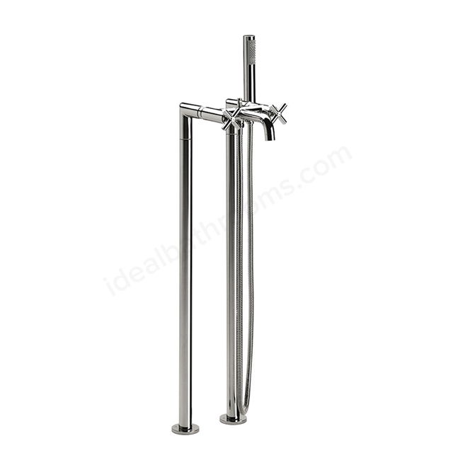 Roca Loft Floorstanding 2 Tap Hole Bath Shower Mixer Tap with Shower Handset - Chrome