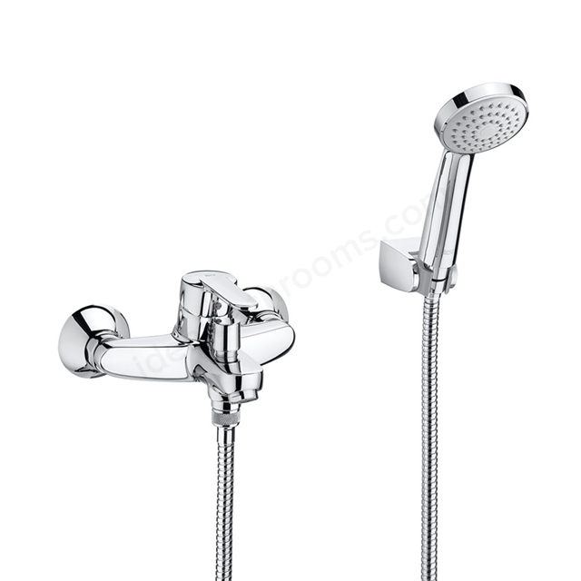 Roca Victoria Wall Mounted Bath Shower Mixer Tap with Shower Handset - Chrome