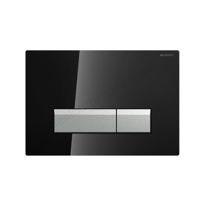 Geberit SIGMA40 Dual Flush Plate; Integrated Odour Extraction; for 80mm and 120mm Sigma Cisterns; Black Gloss