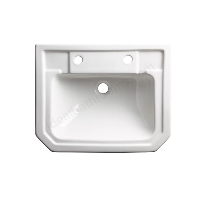 Tavistock Vitoria 550mm Semi Recessed Basin; 2 Tap Holes - White