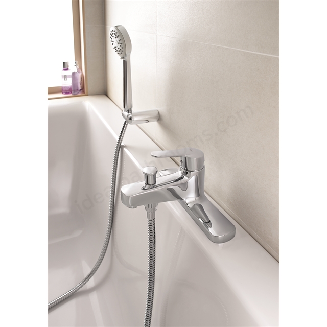 Roca Roca Victoria 2 Tap Hole Bath Shower Mixer Tap with Shower Handset - Chrome