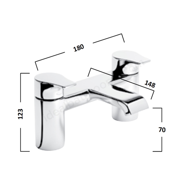 Tavistock Blaze 2 Tap Hole Deck Mounted Bath Filler - Chrome