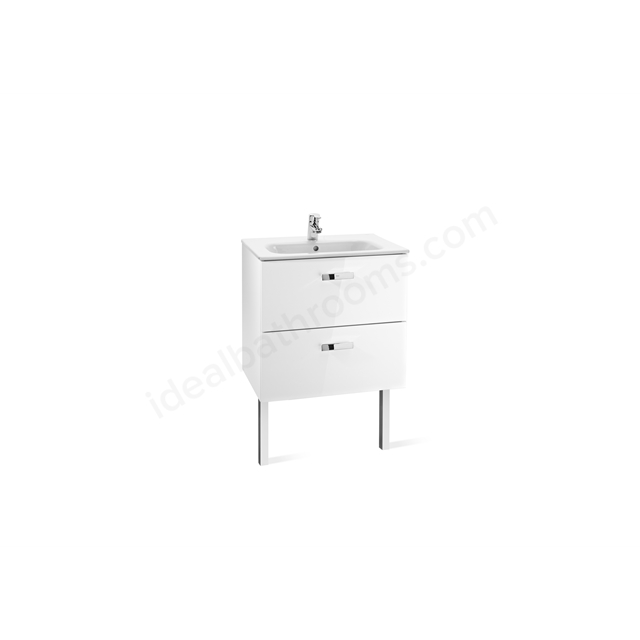 Roca Victoria 2 Drawer; 600mm Wide Washbasin Unit - White