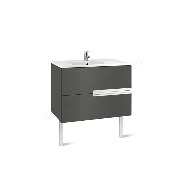 Roca Victoria-N 2 Drawer; 1000mm Wide Washbasin Unit - Grey