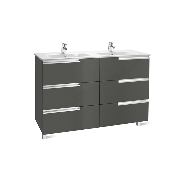 Roca Victoria-N 3 Drawer; 600mm Wide Left Washbasin Unit -  Grey
