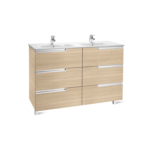 Roca Victoria-N 3 Drawer; 600mm Wide Right Washbasin Unit - Oak