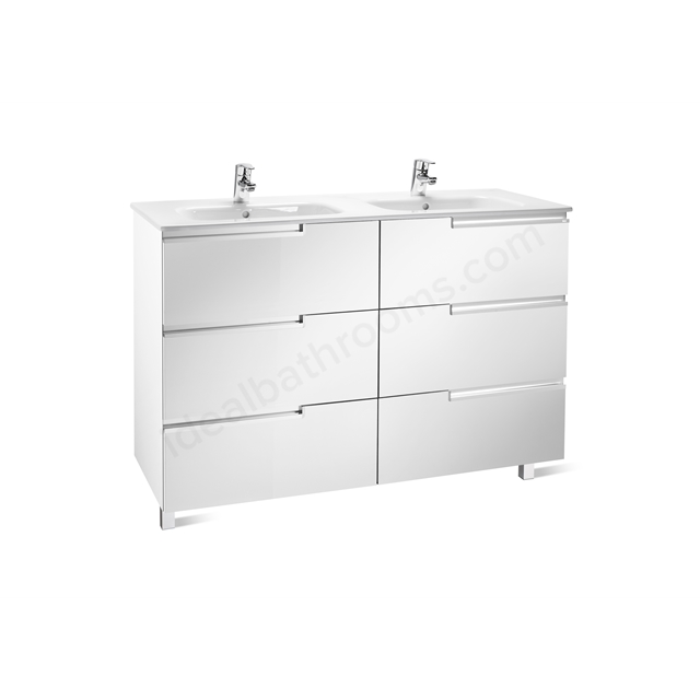 Roca Victoria-N 3 Drawer; 600mm Wide Left Washbasin Unit -   White