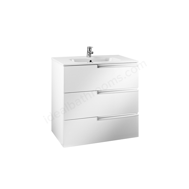 Roca Victoria-N 3 Drawer; 700mm Wide Washbasin Unit - White