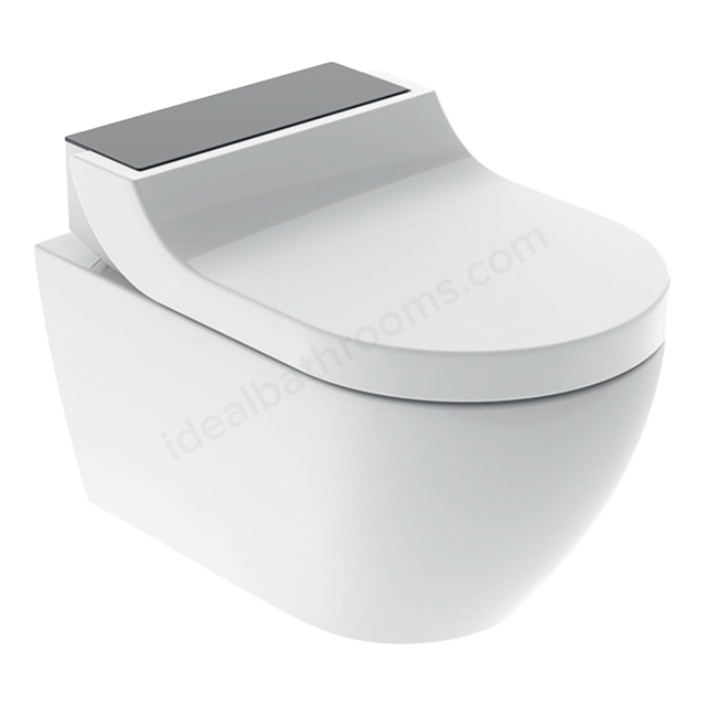 Geberit AquaClean Tuma Comfort Rimless Shower Toilet, Wall-Hung WC - Black Glass