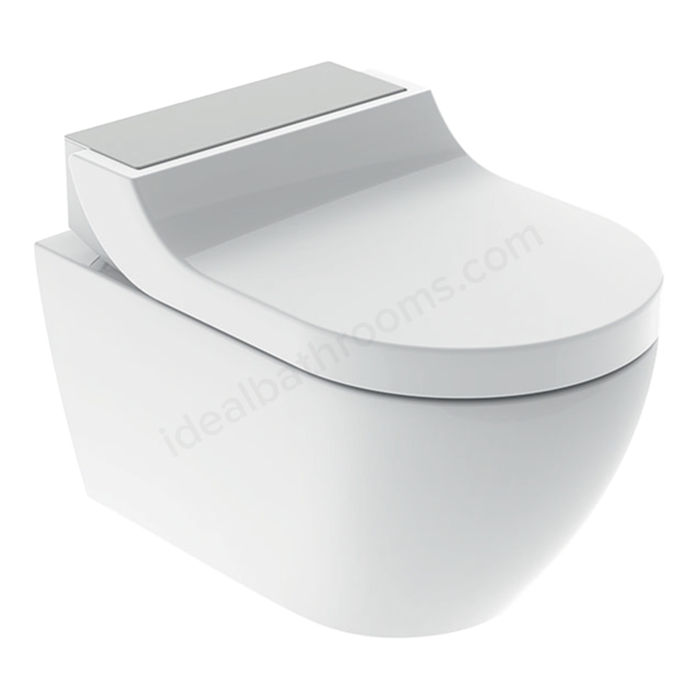 Geberit AquaClean Tuma Comfort Rimless Shower Toilet, Wall-Hung WC - Stainless Steel