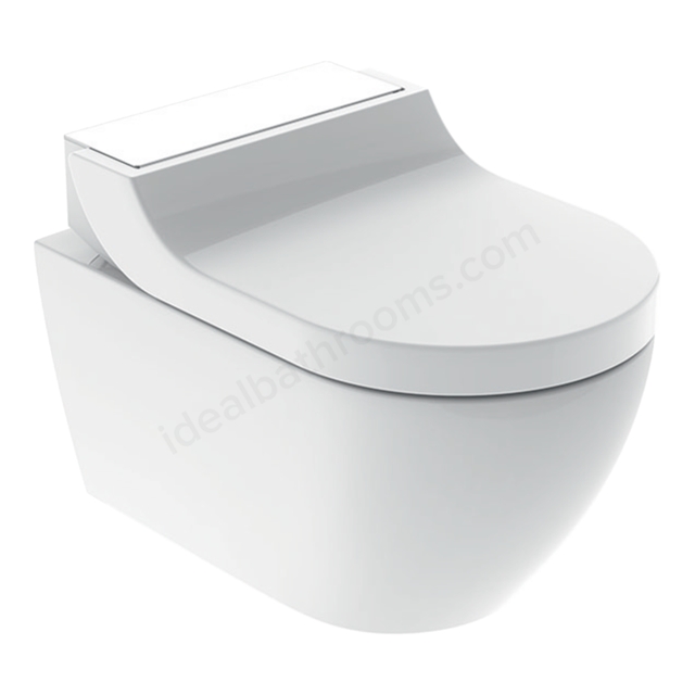 Geberit AquaClean Tuma Comfort Rimless Shower Toilet, Wall-Hung WC - White Glass