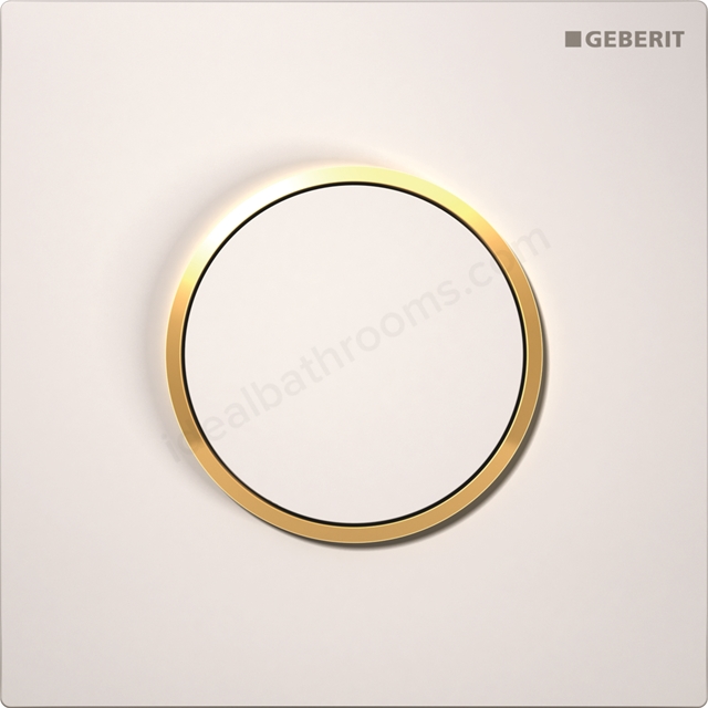 Geberit Urinal flush control with pneumatic flush , flush plate type 10: white / gold-plated / white