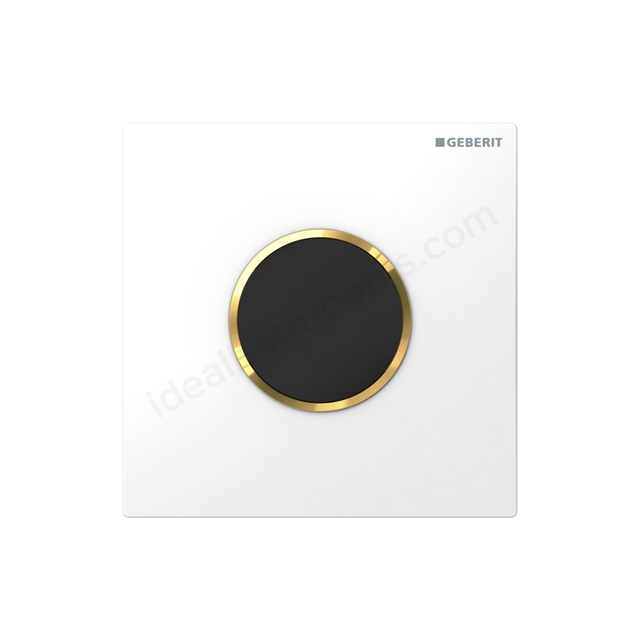 Geberit Urinal flush control with electronic flush , battery operation, cover plate type 10: white / gold-plated / white