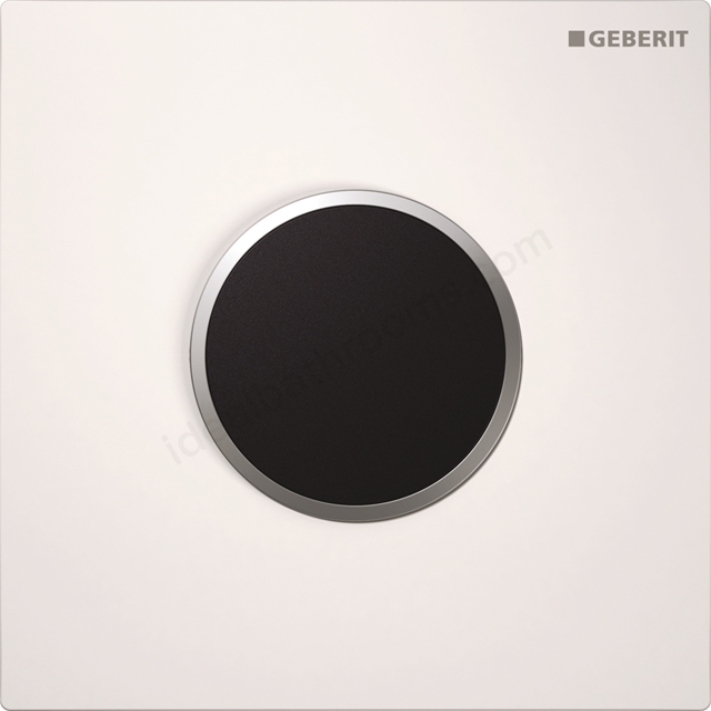 Geberit Urinal flush control with electronic flush , mains operation, cover plate type 10: white / matt chrome / matt chrome