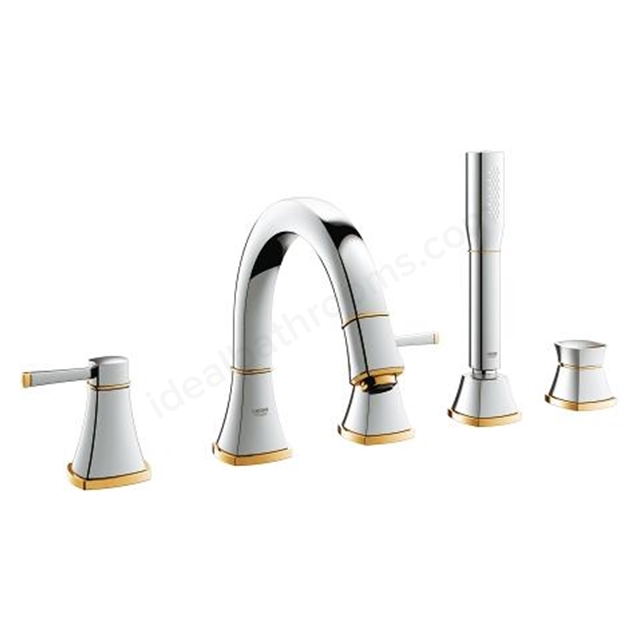 Grohe Grandera 2 Handle 5 Tap Holes Bath Combination - Chrome/Gold